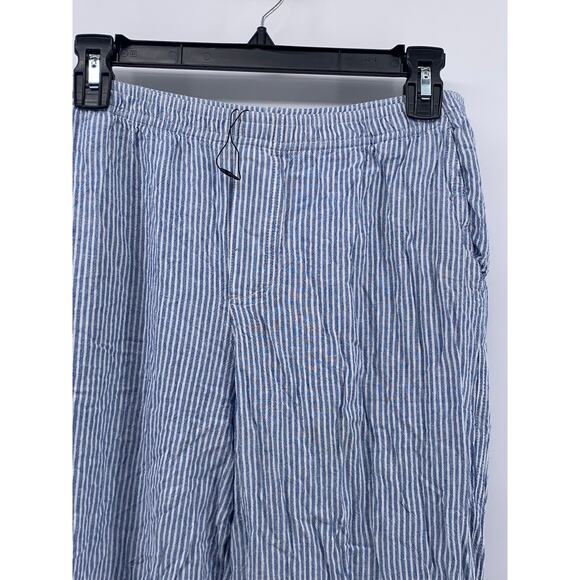 ZARA Women's Blue-White Striped Relaxed Fit Straight Leg Wide-Cuff Pant SZ M - Picture 5 of 10